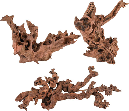 Natural Driftwood Pieces for Aquarium Decor, 7.8”-11.8” 3 Pcs Assorted Wood Branches for Fish Tank Decoration,Reptile Tank Wood Decor, Low Tannin, Safe Aquarium Wood for Fish and Shrimps