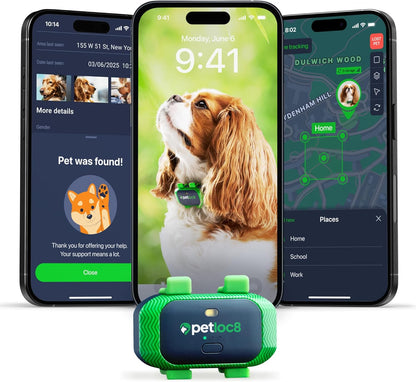Dog GPS Tracker - Real-Time Location Tracking Device with App - Smart Alerts & Geo-Fence - Collar-Compatible, Waterproof - Long-Life Battery - 4G Built-in SIM - iOS & Android (Subscription Required)