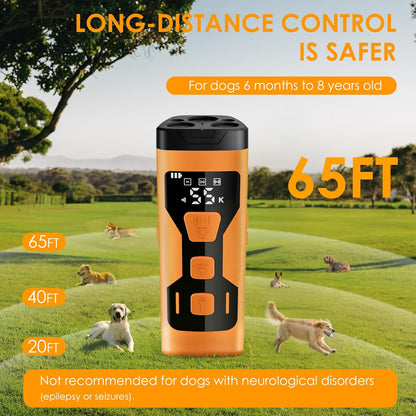 Dog Bark Deterrent Devices, 3X Ultrasonic 65FT Anti Barking Device, 4 Gear Frequencies Safer Alternatives to Dog Training Bark Collars, Portable Design with Display for All Dogs (Blue)