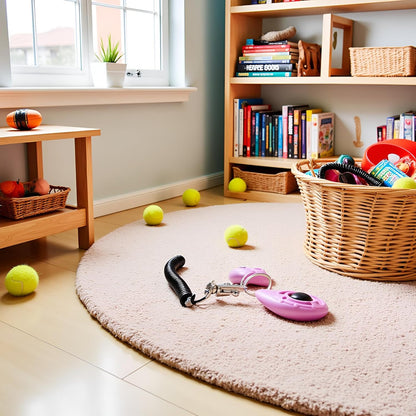 2Pcs Pink Clicker Easy to Use with Button Dog Training Accessories Strong and Long-Lasting,Training and Behavior Aids