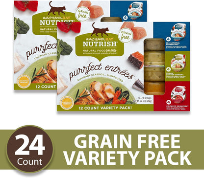 Rachael Ray Nutrish Purrfect Entrees Wet Cat Food, Variety Pack, 2 Ounce Cup (Pack of 24)