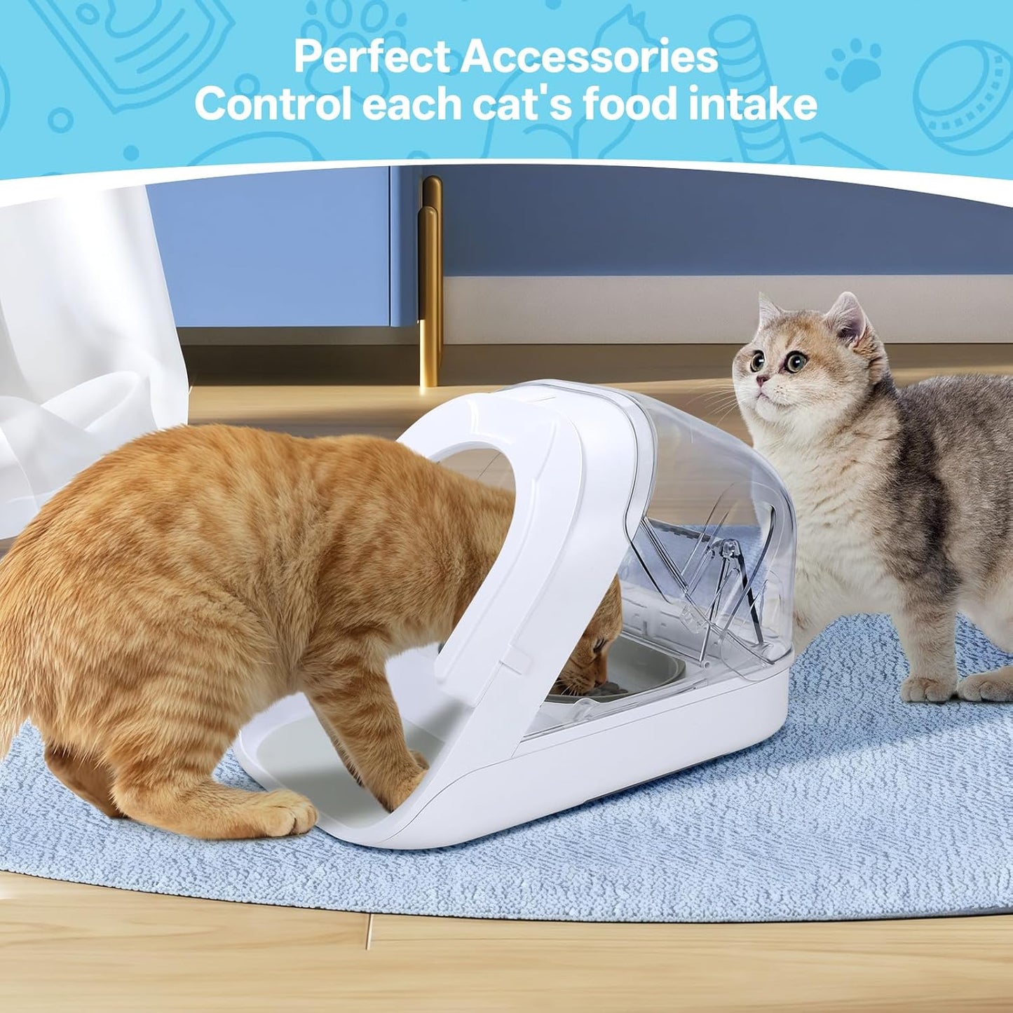Front Cover for Automatic Micro Chip Pet Feeder, Prevent Pets Competing for Food in Multiple Pets Home, Avoid Food Stealing from Other Cats and Dogs, Precise Diet Control of Each Pet