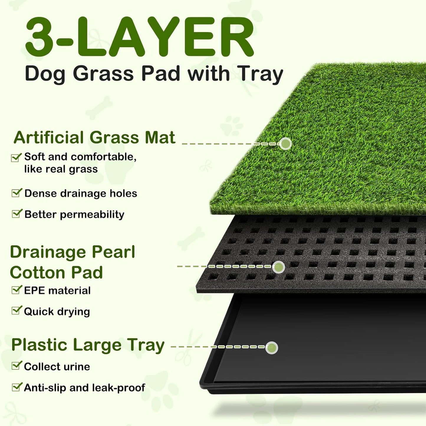 Dog Grass Pad with Tray, 23''X17'' Small Artificial Turf Grass Potty, Reusable Puppy Pee Pads for Dogs, Portable Dog Litter Box for Indoor/Outdoor Potty Training Toilet