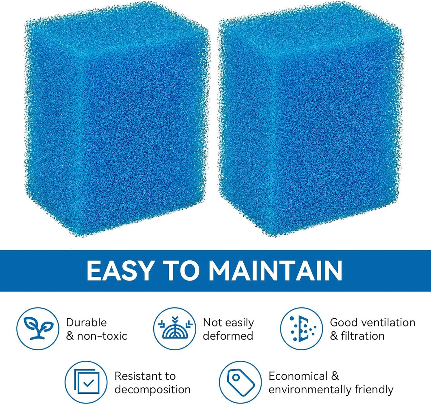 Bio-Foam for AC20 Power Filter, Replacement Aquarium Sponge Filter Media Foam Construction for Use in Freshwater & Saltwater Aquariums, 30PPI Filter Sponge Pads (6 PCS)