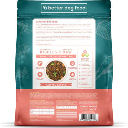 A Better Dog Food | Salmon Dry Dog Food | Raw You Can See | High Protein Kibble + Freeze Dried Raw Dog Food
