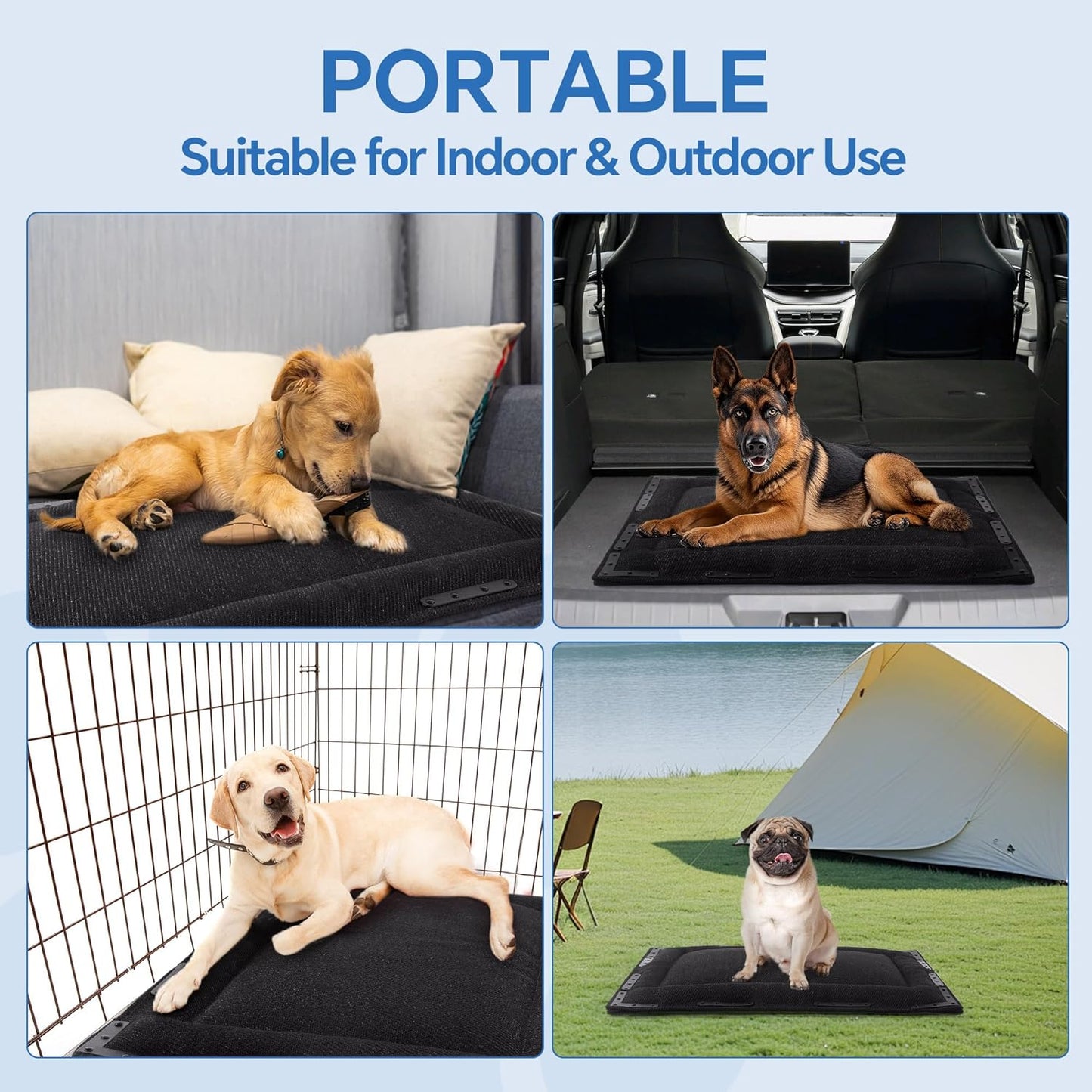 HOMBYS Indestructible Chew Proof Dog Bed with 20 Metal Rivets - Ultra Durable 0.8" Thick Kennel Mat for Aggressive Chewers & Teething Puppies, Waterproof Pet Bed Fits Large Crates (41" x 28")