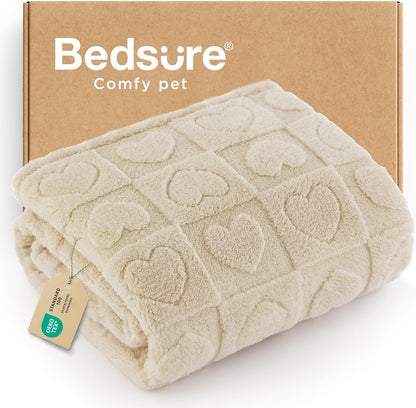 Bedsure Extra Wide Cat House 23.6x15.9x12.6inches, Blue with Bedsure Dog Blankets for Small Dogs Washable White, 25x35IN