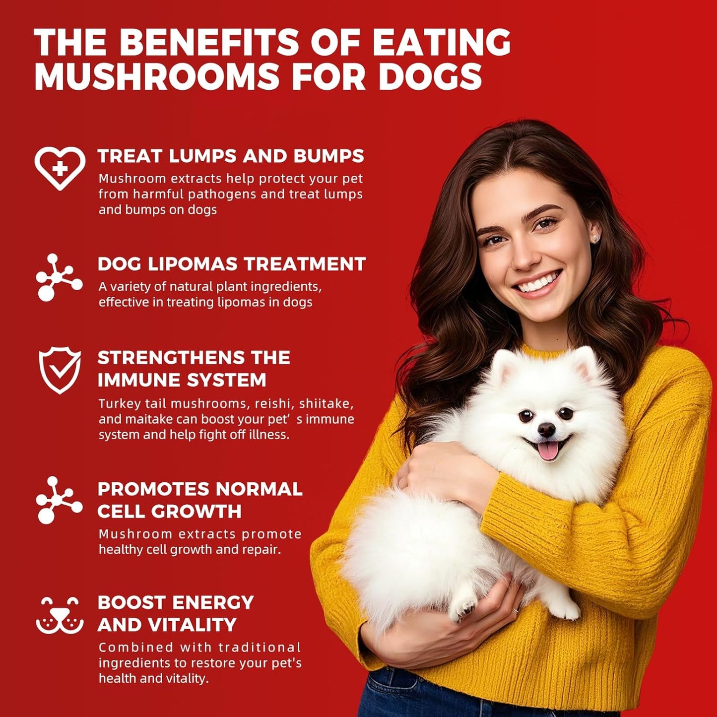 Dog Lumps and Bumps Supplement, Lipoma Treatment for Dogs - Immune Support Chews with Turkey Tail Mushroom, Reishi, Shiitake, Maitake, Curcumin & CoQ10 - Veterinarian formulated - 150 Chews