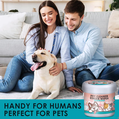 Dog Teeth Cleaning Wipes - Dental Wipes for Dogs Teeth & Cat Dental Care, Pet Teeth Cleaning Finger Wipes to Remove Plaque & Tartar for Fresh Breath (50 PCS)