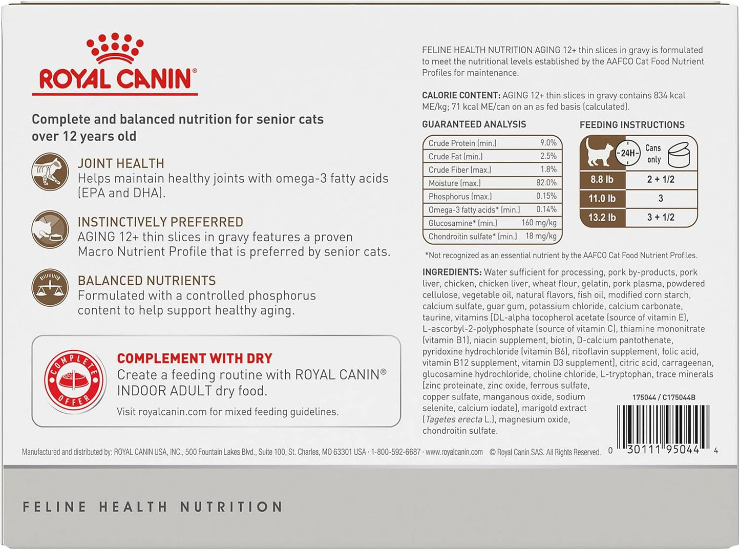 Royal Canin Feline Health Nutrition Aging 12+ Senior Thin Slices in Gravy Cat Food, 3 oz (Pack of 12)