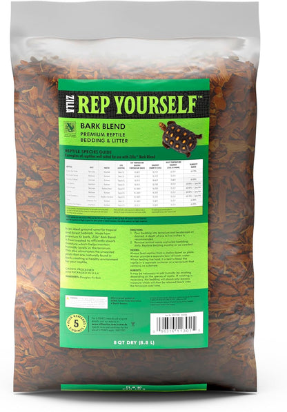 Zilla Reptile Terrarium Bedding Substrate Bark Blend, 8 Quart