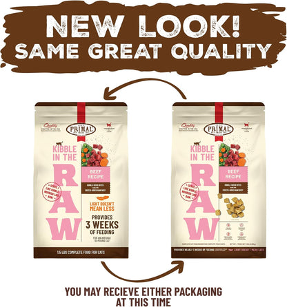 Primal Kibble in The Raw, Freeze Dried Cat Food, Beef, Scoop & Serve, Made with Raw Protein, Whole Ingredient Nutrition, Crafted in The USA, Dry Cat Food, 24 Ounce (1.5 lb) Bag