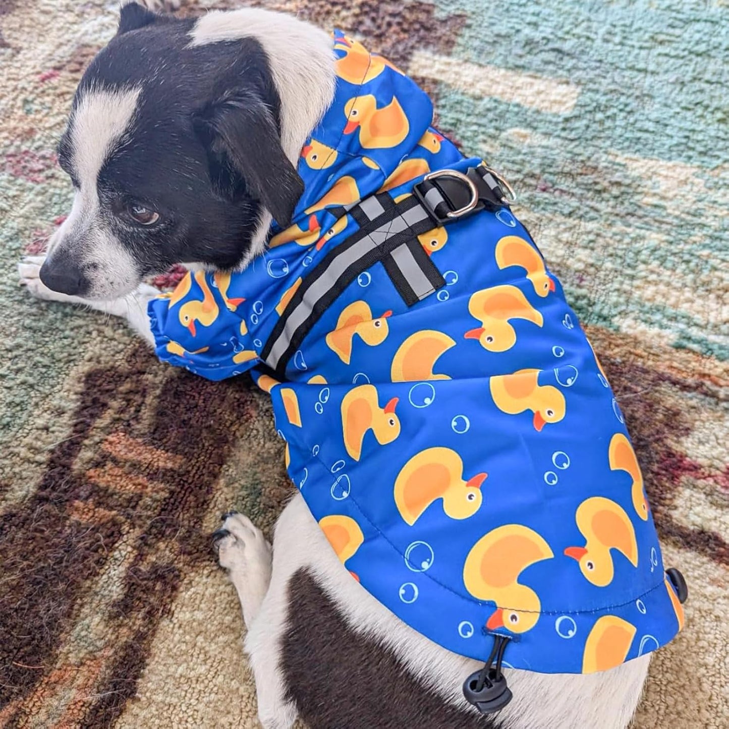 BEAUTYZOO Dog Raincoat Hooded with Harness Built-in, Waterproof Jacket Poncho for Small, Medium, Large Dogs, Girls and Boys, Yellow Duck, Winter Rainy Snowy Days