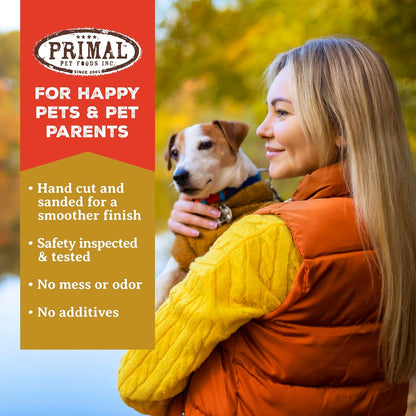 Primal Antler & Freeze Dried Dog Food Nuggets Bundle, Chicken 14oz & Grade A Split Elk Antler for Large Dogs 30-45 lb