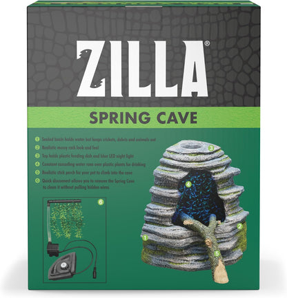 Zilla Spring Cave Décor with Blue LED, Rain Chamber, One Size, ECOM