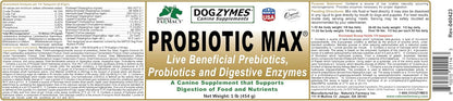 Dogzymes Probiotic Max -10 Billion CFU's Probiotics, Prebiotics, Digestive Enzymes - Relieves Diarrhea, Upset Stomach, Constipation, Gas, Allergy, Immunity & Overall Health 1 Pound