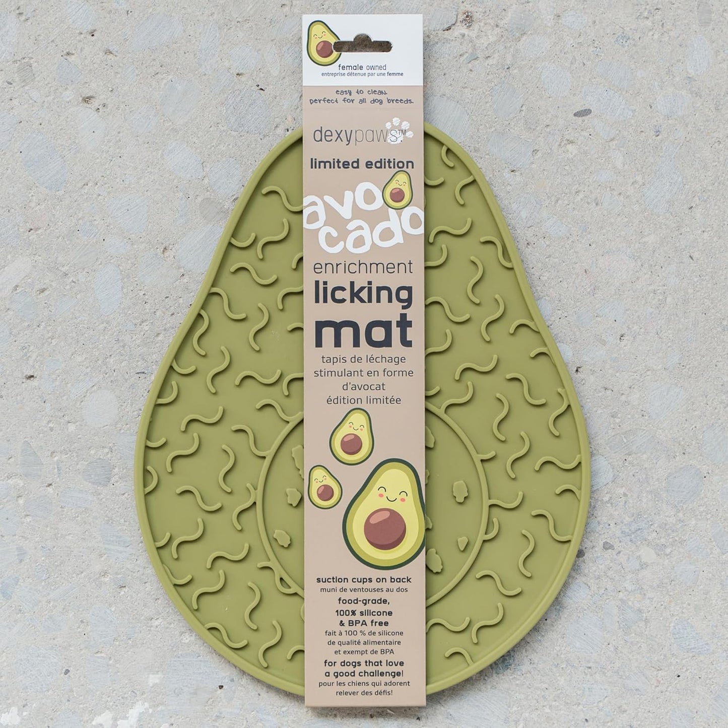 Enrichment Lick Mat: Avocado - Grooved Dog Feeding Pad, Food Grade Silicone, Spread Food Or Treats onto The Mat, Pet Soothing, Suction Back