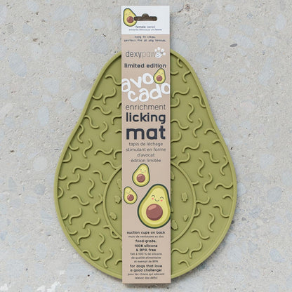 Enrichment Lick Mat: Avocado - Grooved Dog Feeding Pad, Food Grade Silicone, Spread Food Or Treats onto The Mat, Pet Soothing, Suction Back