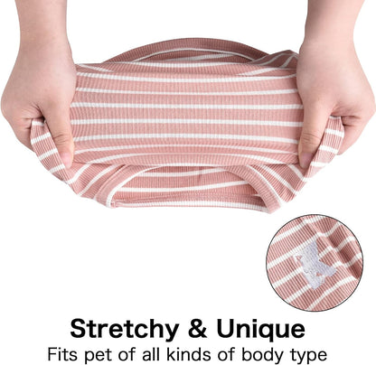 Koneseve Dog Shirt Vest Lightweight Stretchy Dog T-Shirts Soft Cool Shirts Sleeveless Stripe Vests Breathable Clothes for Puppy Kitty Cats Small Medium Large Dogs 2 Pack Pink + Green [ L/Large ]