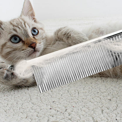 2PCS Dog and Cat Brush, Stainless Steel Pets Grooming Comb Kit, Detangler Deshedding Brush, Metal Knots Hair Remover 6.4" 7.5"