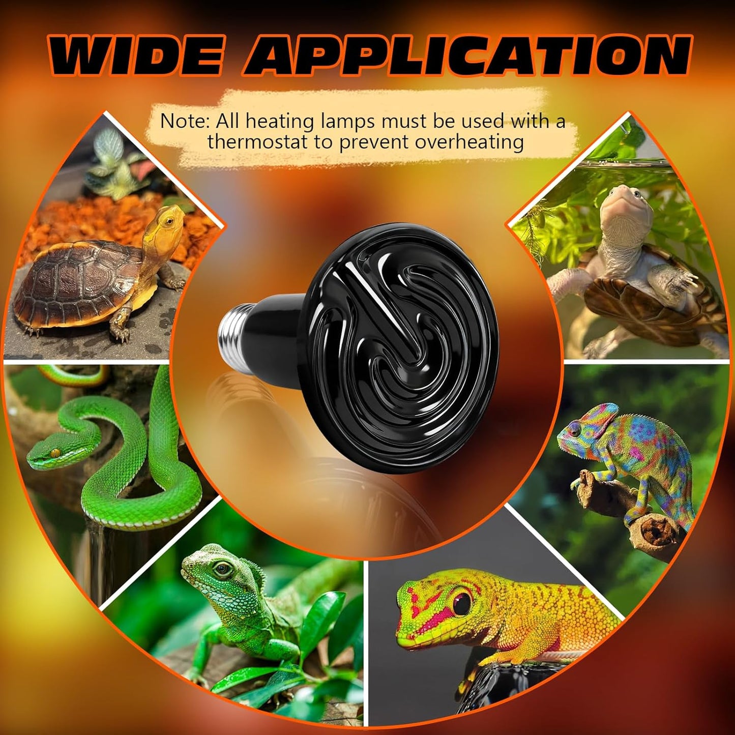 75W Ceramic Heat Emitter Reptile Heat Bulb E26 Base Heat Lamp Bulbs No Light Heat Lamp for Amphibian Pet Brooder Coop Lizard Turtle Snake Terrarium