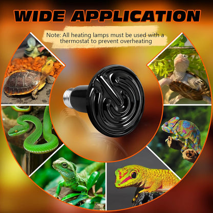 75W Ceramic Heat Emitter Reptile Heat Bulb E26 Base Heat Lamp Bulbs No Light Heat Lamp for Amphibian Pet Brooder Coop Lizard Turtle Snake Terrarium