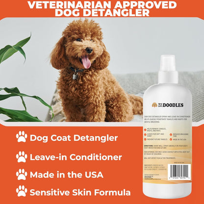 We Love Doodles Dog Detangler Spray - Leave-in Conditioner for Dogs - Dog Detangling Spray - Dematting Spray for Dogs - Tangle Remover - Made in The USA, Large 16 fl oz (Mango)
