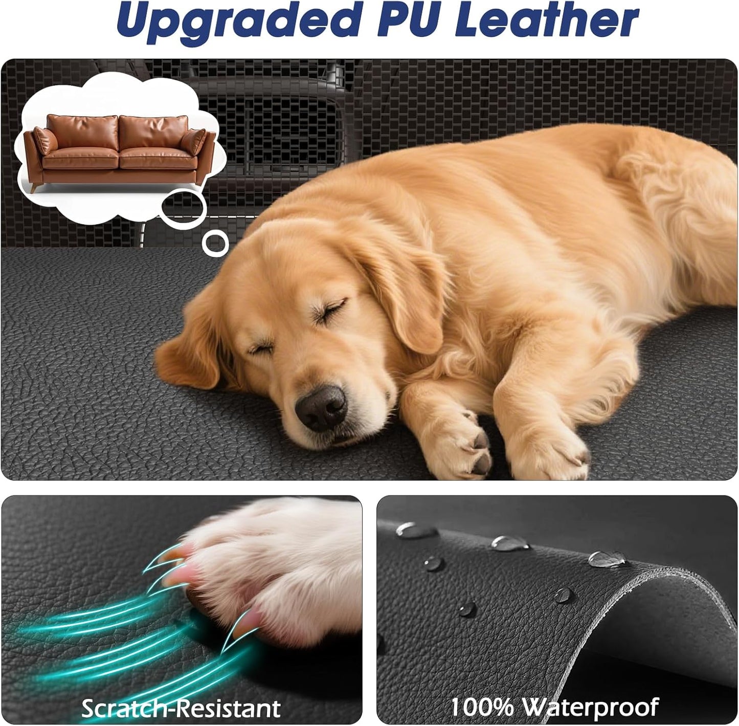 FURTIME Large Dog Car Seat, Upgraded PU Leather Back Seat Extender with Hard Bottom, Waterproof Pet Car Seat Cover for Medium Sized Dog, Pet Hammock for Cars, SUVs, Trucks