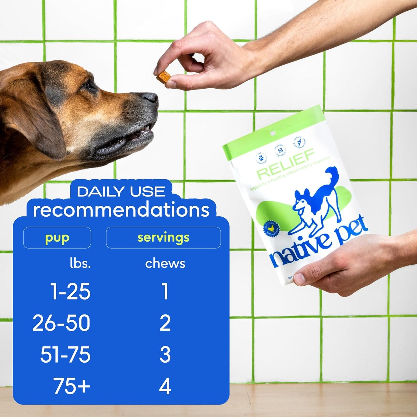 Native Pet Health & Mobility Bundle: Relief Chews for Dogs (60 Air-Dried Chews) & The Daily Dog Multivitamins (60 Scoops) Anti-Inflammatory for Strong Joints & 11-in-1 Multivitamin for Pups of All Age