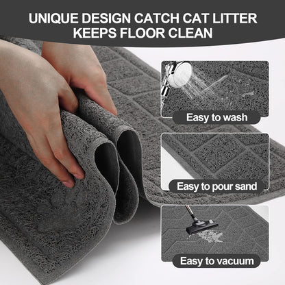 35" x 24"Cat Litter Mat & Extra Large 40"x28" Silicone Mat for Litter Box, Waterproof & Non-Slip Rubber Mat with Lip, Litter Trapping & Scatter Control, Soft on Cat Paws