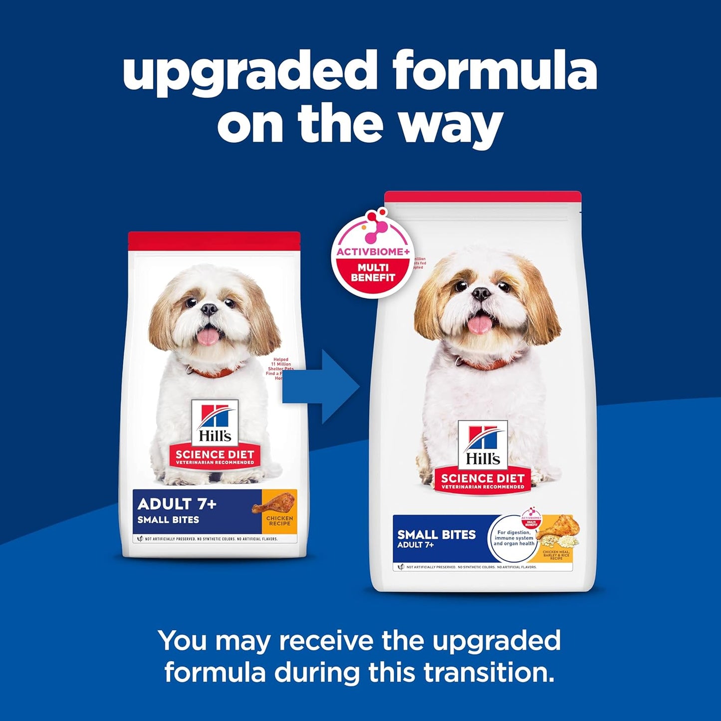 Hill's Science Diet Adult 7+, Senior Adult 7+ Premium Nutrition, Small Kibble, Dry Dog Food, Chicken, Brown Rice, & Barley, 15 lb Bag