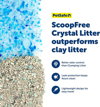 PetSafe Disposable Litter Box with Litter - Collapsible No-Mess Box with Reliable Leak-Proof Protection & Superior Odor Control - Includes 4.3 lb Bag Crystal Pebbles & 8 Disposable Scoops