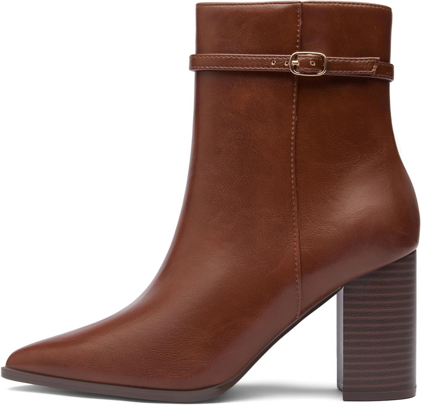 Women’s Pointed Toe Ankle Boots, Chunky Heel Fashion Chelsea Booties with Side Zipper, 3.2 Inch Block Heeled Dress Boot Comfortable for Fall Winter