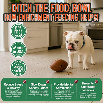 Food Puzzle Feeder for Dogs, Mentally Stimulating Enrichment Toy, Made in USA, BPA-Free Durable Foraging Toy, Reduces Anxiety and Destructive Behavior, Slow Feeder Dog Bowls, 5C