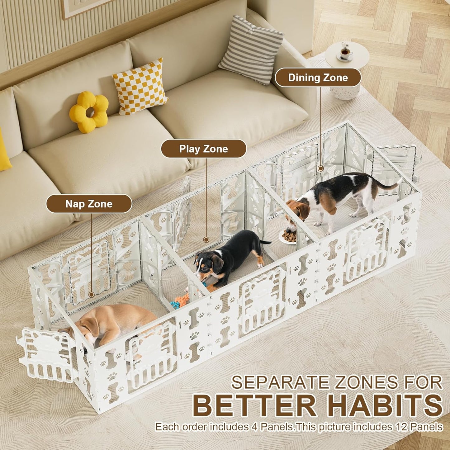 Dog Playpen for Dogs Indoor Small, Dog Play Pen Indoors/Outdoors, Puppy Playpen Indoor, Folding & Portable Dog Pen 4-Panel & 4-Door, Pet Fence Unique Design 2025, 26" High