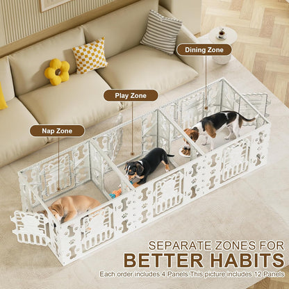 Dog Playpen for Dogs Indoor Small, Dog Play Pen Indoors/Outdoors, Puppy Playpen Indoor, Folding & Portable Dog Pen 4-Panel & 4-Door, Pet Fence Unique Design 2025, 26" High