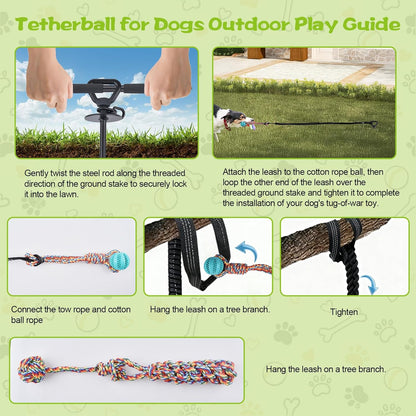 Dog Flea and Tick Chewable Supplement + Tether Tug Outdoor Dog Toy with Upgraded Steel Stake