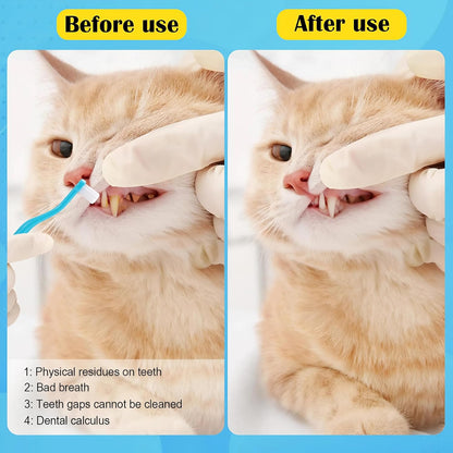 COOCOO BABY Dual Sided Cat Toothbrush Brush Cleaning Brush Dental Tools Cat Accessories Soft Toothbrush for Cats Round Kit with Toothpaste Function for Oral Care Teeth Cleaning Grooming Tool