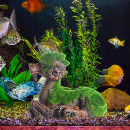 AnRui Resin Goat Fish Tank Decor Green Moss Aquarium Décor Thematic Ornaments for Cichlid, Small Fish, Shrimp to Play Hide Breed Habitat
