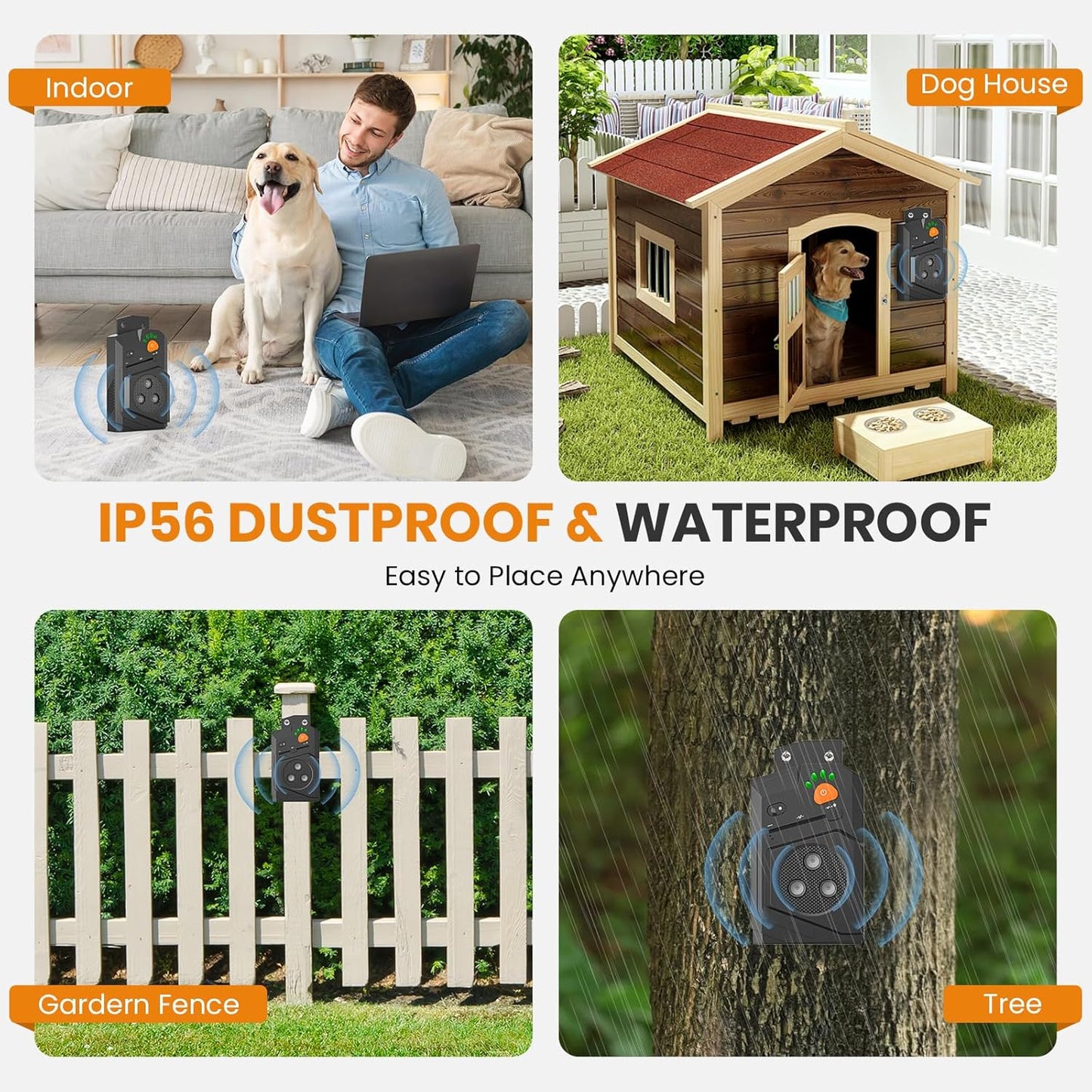 Anti Barking Device for Dogs, 3X Ultrasonic Dog Bark Deterrent Devices with 3 Modes, 50Ft Range Anti Bark Box, IP56 Waterproof Ultrasonic Dog Barking Deterrent Indoor Outdoor Use