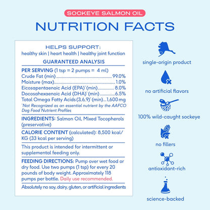 Native Pet Salmon Oil for Dogs & Cats – Pure Omega-3 Fish Oil for Dogs Supplement for Skin & Coat, Joint & Heart Health - Dog Anti-Inflammatory – 100% Wild-Caught Alaskan Sockeye Salmon – 8 oz