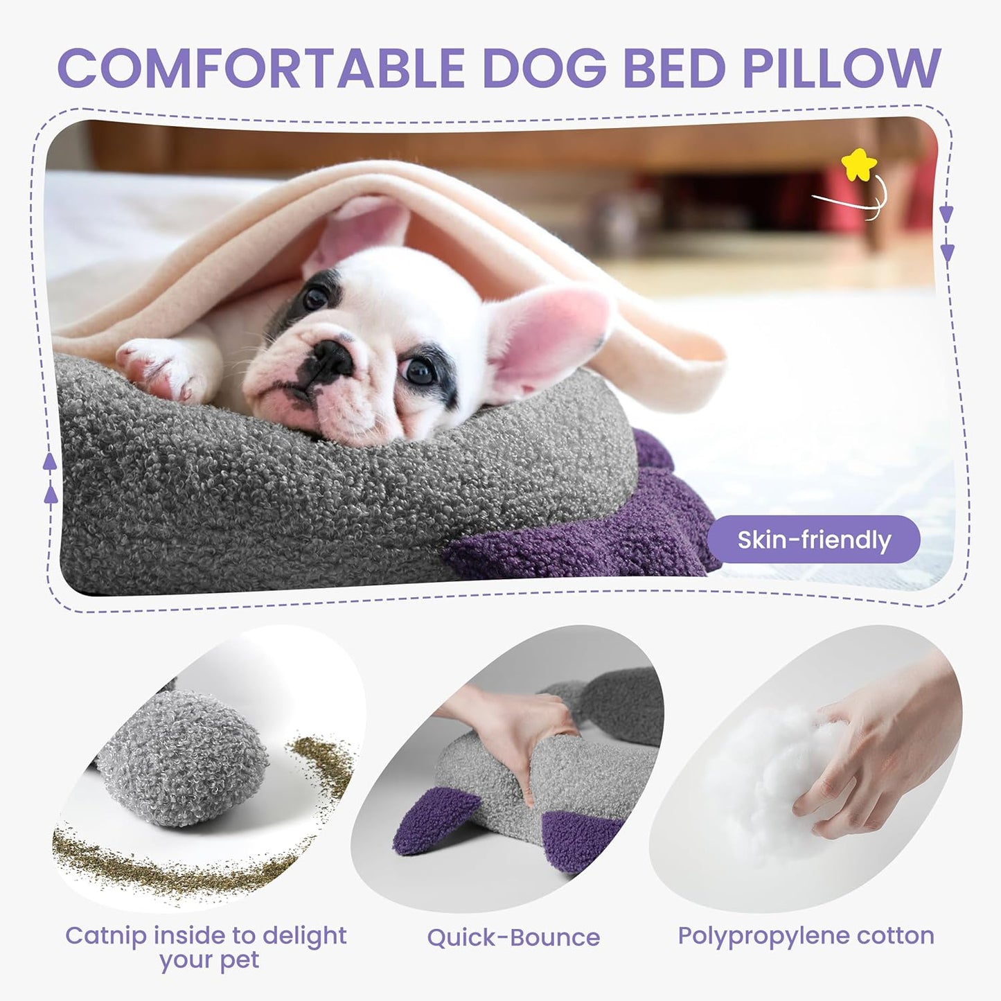 Dog Calming Pillow - Soft Neck Pillow for Dogs, Washable Sleep Pillow for Better Sleep, Reduces Anxiety, Gift for Small/Medium/Large Dogs and Cats