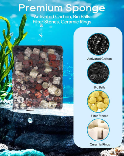 10 PCS Filter Bags for Fish Tank Large Hole, Durable Nylon Mesh Aquarium Media Bag, Reusable Zipper Filter Media Bag (7.9 x 5.5 Inch)