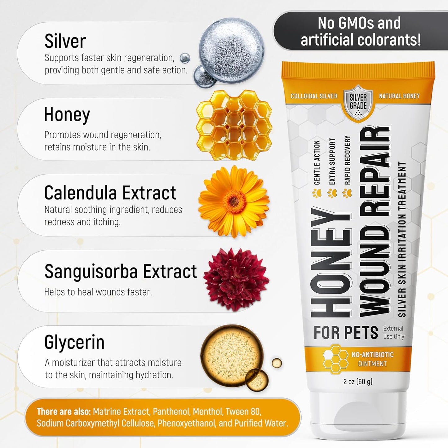 Hot Spot Treatment for Dogs Gel – Safe with Dog Cone – Colloidal Silver – No Antibiotic Ointment for Dog – Cuts, Rashes, Irritations & Bites – Honey Wound Repair Gel – All Breeds – 2 Pack Set x 2 oz