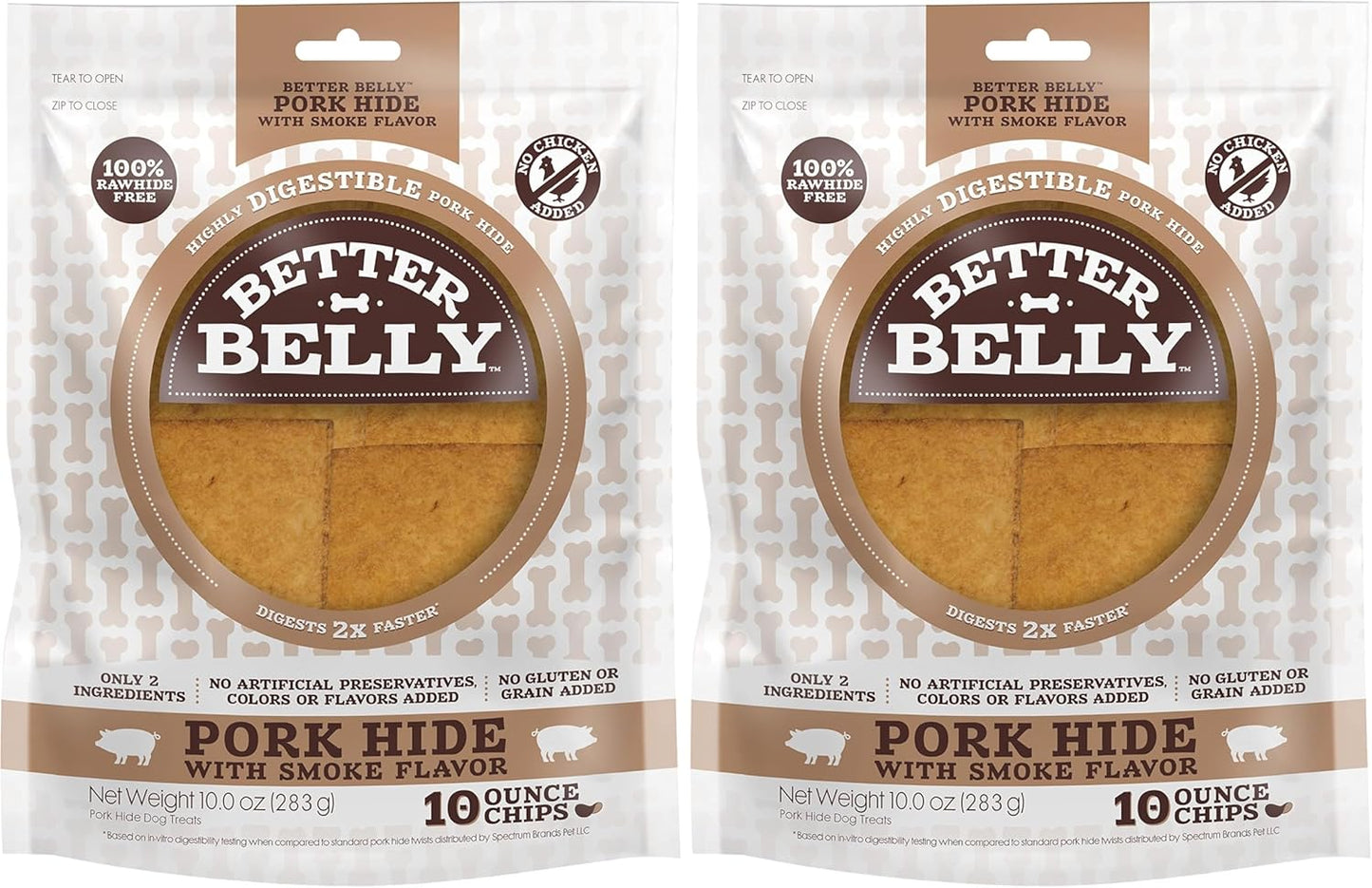 Better Belly Highly Digestible Rawhide Chips Chews, Treat Your Dog to a Chew with NO Artificial Colors or Flavors (Pack of 2)