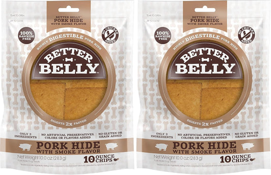 Better Belly Highly Digestible Rawhide Chips Chews, Treat Your Dog to a Chew with NO Artificial Colors or Flavors (Pack of 2)
