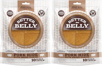 Better Belly Highly Digestible Rawhide Chips Chews, Treat Your Dog to a Chew with NO Artificial Colors or Flavors (Pack of 2)