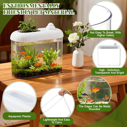 2.5 Gallon Plastic Aquaponic Fish Tank Large Bowl Shatterproof with Clear Clarity for Terrarium, Flower Vase Centerpiece GIF