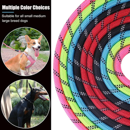 2 Pack Dog Leash, 4/5//6 FT Heavy Duty Nylon Rope Pet Leashes with Comfortable Padded Handle, Reflective Dog Leashes for Small Medium and Large Dogs (5FT-1/2,Black/Black)