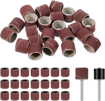42 Pcs Pet Nail Grinder Replacement Kit with Grit Sanding Bands, Pet Smoother Claw Care Black Grinding Drums Pets Claw Grooming Supplies for Dog Claws Care (1/2 Inch 80/120 Grit)